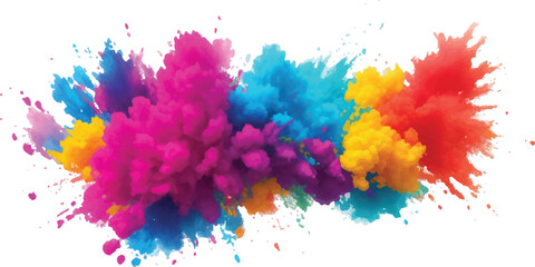 Colorful powder explosion vibrant holi paint splash abstract design element for creative projects and backgrounds