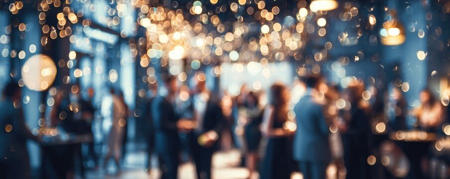 blurred shining background people at party