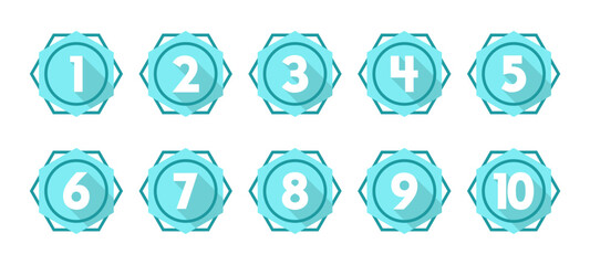 vector icons of numbers 1-10 isolated on transparent background