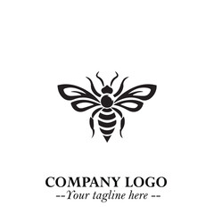 Stylish Bee Logo Symbol in Black on White Background with Minimalist and Modern Elegant Design
