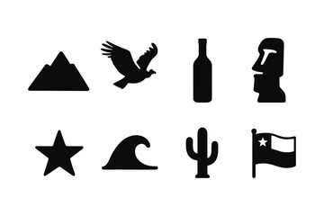 Obraz premium Bold black silhouette icons: nature, culture, and objects