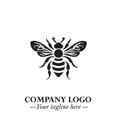 Stylish Bee Logo Symbol in Black on White Background with Minimalist and Modern Elegant Design
