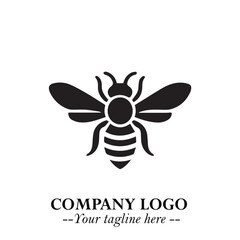 Stylish Bee Logo Symbol in Black on White Background with Minimalist and Modern Elegant Design
