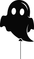Black Ghost Balloon Flat Vector – Minimalist Halloween Illustration
