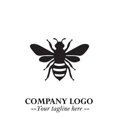 Stylish Bee Logo Symbol in Black on White Background with Minimalist and Modern Elegant Design
