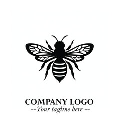 Stylish Bee Logo Symbol in Black on White Background with Minimalist and Modern Elegant Design
