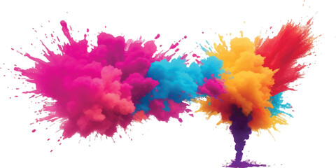 Colorful powder explosion on white background vibrant abstract splash great for Holi festival design and creative projects