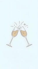 Champagne glasses clinking with bubbles