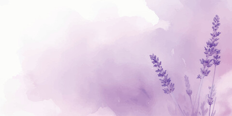 Watercolor lavender flowers on a soft purple background delicate floral illustration for wedding invitations and spring designs creating a calming and elegant atmosphere
