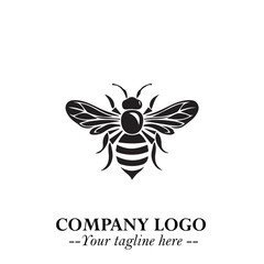 Stylish Bee Logo Symbol in Black on White Background with Minimalist and Modern Elegant Design
