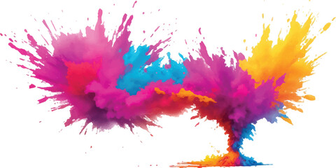 Colorful powder explosion vibrant splash of holi colors abstract design element for festivals and celebrations
