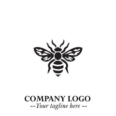 Stylish Bee Logo Symbol in Black on White Background with Minimalist and Modern Elegant Design
