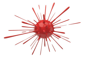 Radiant red sphere with sharp, radiating spikes, evoking a sense of energy and potential danger.
