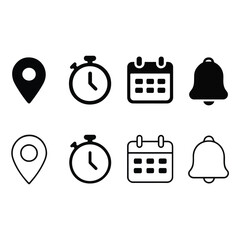 set of icons, alarm, calendar design vector art