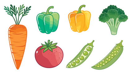 Set of Colorful Mixed Vegetables illustration Icons