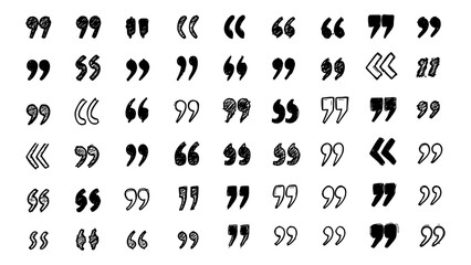 Fototapeta premium Set of Inverted Commas Icons - Quote Comma Icon Doodle Art