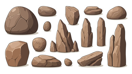 Set of Stylized Rock and stones Illustrations for Games and digital art use
