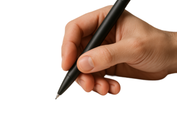 Hand writing with black pen, PNG transparent background