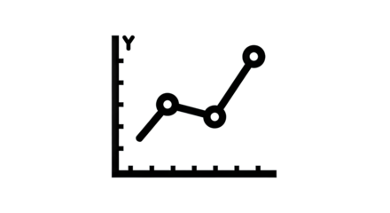 Graph illustrating upward trend in data analysis with clear axes and points