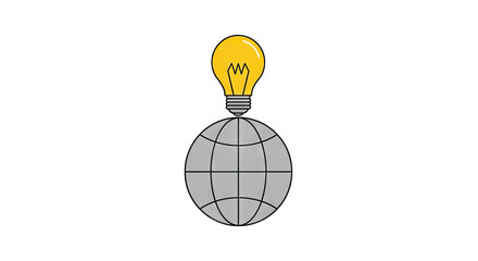 Lightbulb on globe symbolizing global ideas and innovation in technology