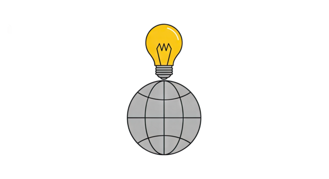 Lightbulb on globe symbolizing global ideas and innovation in technology
