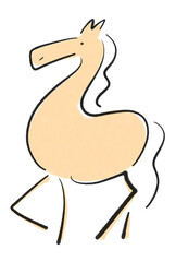 筆絵のスタイリッシュな和風の馬　2026 正月素材