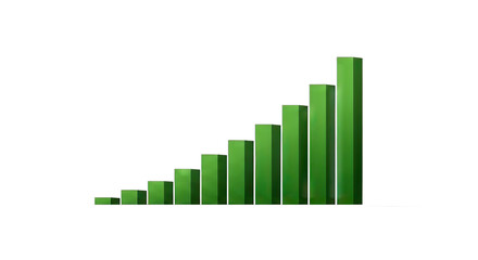 Green bar graph illustrating growth trends over time with a simple background