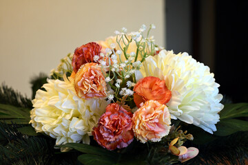 a bouquet of colorful chrysanthemums