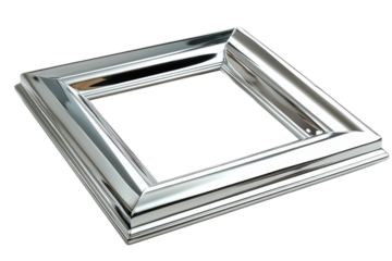 Sleek silver picture frame with a modern design against a for displaying artwork on transparent background