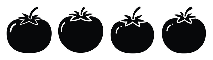 tomato minimal flat icon set, black color and white background