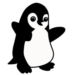 Obraz premium Cartoon Penguin Graphic on Black Background