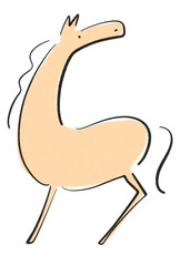 筆絵の振り返るスタイリッシュな和風の馬　2026 正月素材