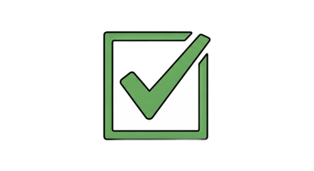 Green checkmark symbolizing approval with a minimalist design on a black background