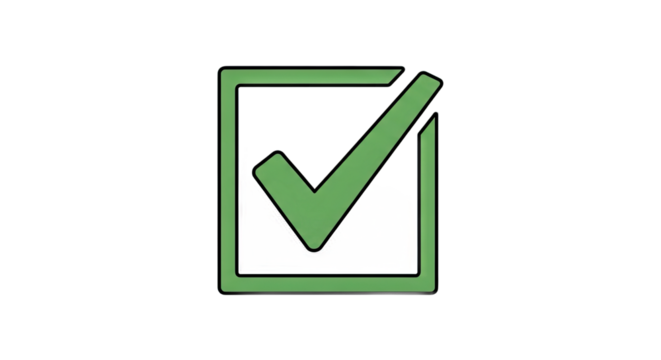 Green checkmark symbolizing approval with a minimalist design on a black background