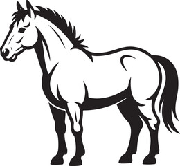 Obraz premium Standing Horse Stallion Silhouette Powerful Elegant Equine Ranch