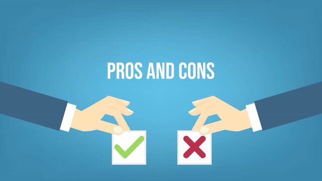 Pros and cons. Animated video of pros and cons,  decision making process concept 