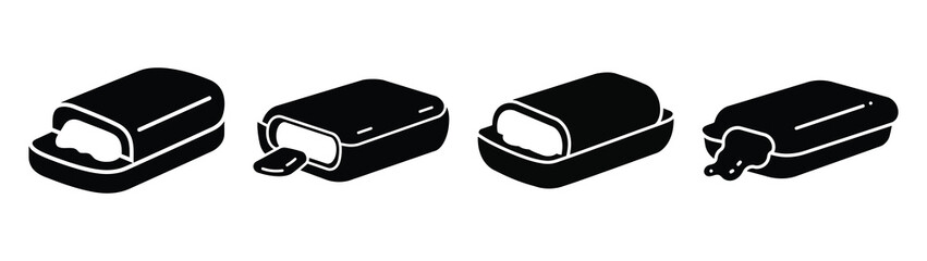 butter minimal flat icon set, black color and white background