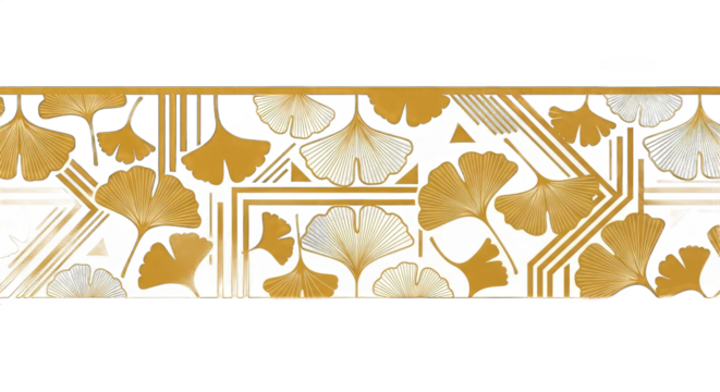 Elegant golden ginkgo leaves on a geometric background design