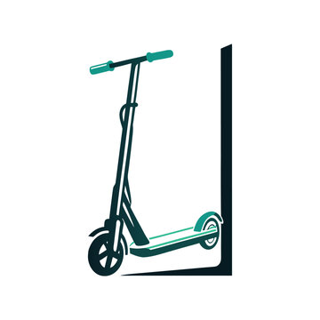 Modern Electric Scooter Leaning Against Wall A solid magenta electric scooter leaning against a wal