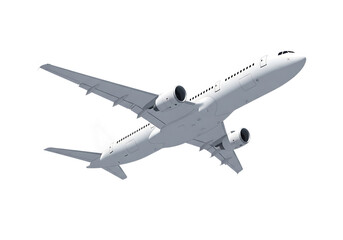 Fototapeta premium White commercial airplane flying in the sky isolated on transparent background