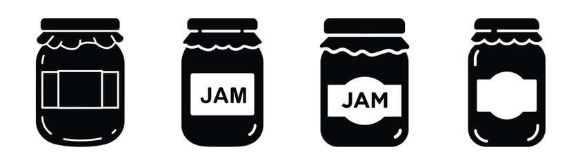 jam jar minimal icon set, black color and white background