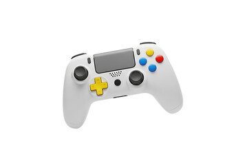 Modern white video game controller isolated on transparent background