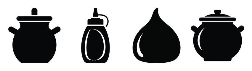 mustard minimal flat icon set, black color and white background