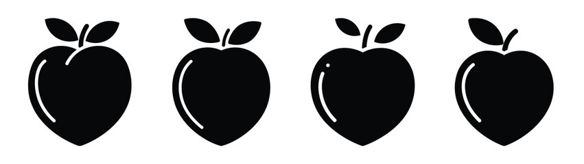 peach minimal flat icon set, black color and white background