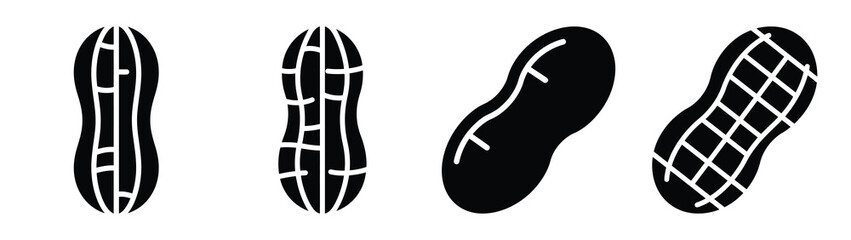peanut minimal flat icon set, black color and white background