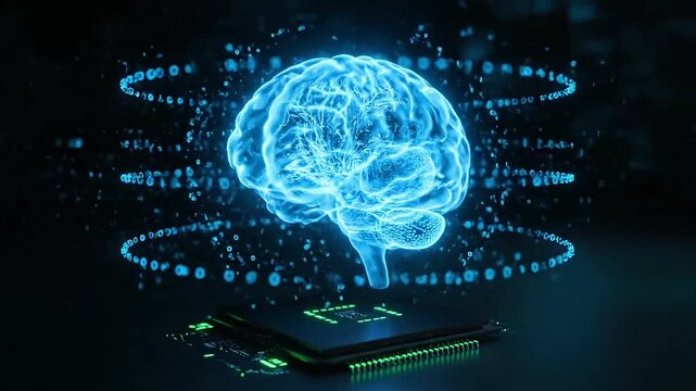 Futuristic glowing brain illustration representing artificial intelligence and digital consciousness.
