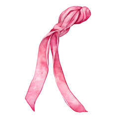 watercolor pink ribbon curl isolated png transparent backgrounf