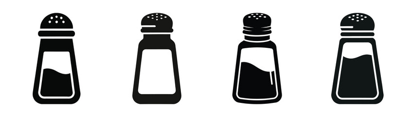 salt shaker minimal icon set, black color and white background