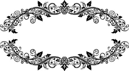 Elegant decorative scrollwork flourishes with intricate floral and leaf motifs, perfect for classic design projects and sophisticated invitations.