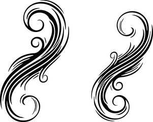 Elegant abstract swirls and flourishes create a dynamic, organic design perfect for decorative accents and creative projects.